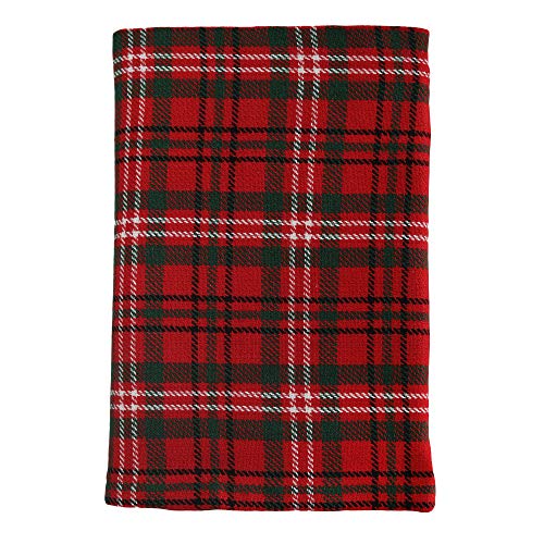 19x19 Inch Red & Green Plaid Cotton Dinner Napkins Set of 12 - Holiday Festive Tableware