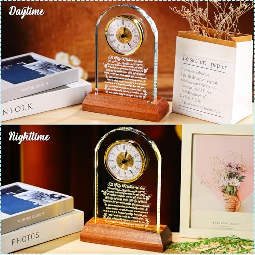 Arikyrist Mother-in-Law Glass Clock Gift from Daughter/Son in Law (Arch Glass Clock)