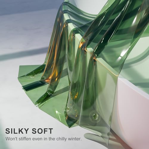 Heavy Duty EVA Shower Curtain Liner, 72x72 Inch Clear Green Weighted Liner
