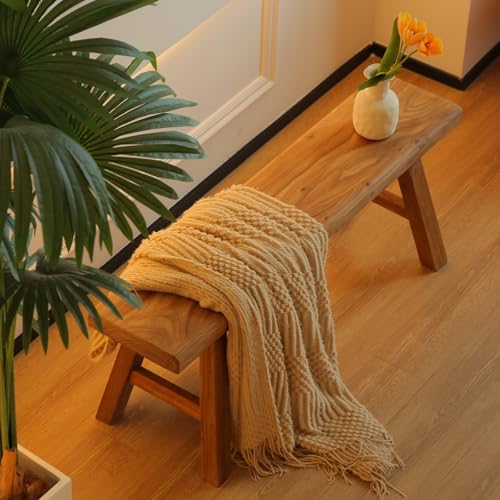ZPrestiCraft 31.5in Rustic Farmhouse Wooden Bench - Narrow Indoor Entryway Seat