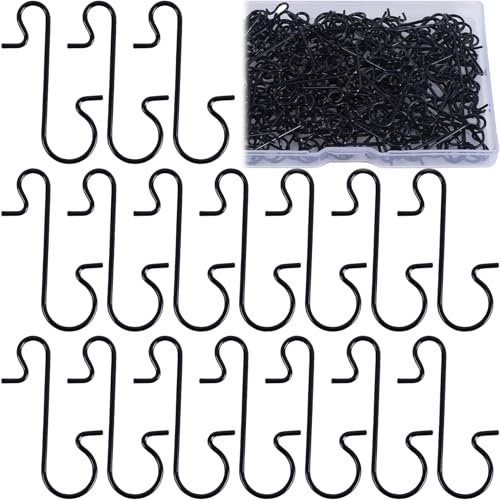 100 Pack Black Metal Christmas Ornament Hooks - Small S-Shaped Hangers