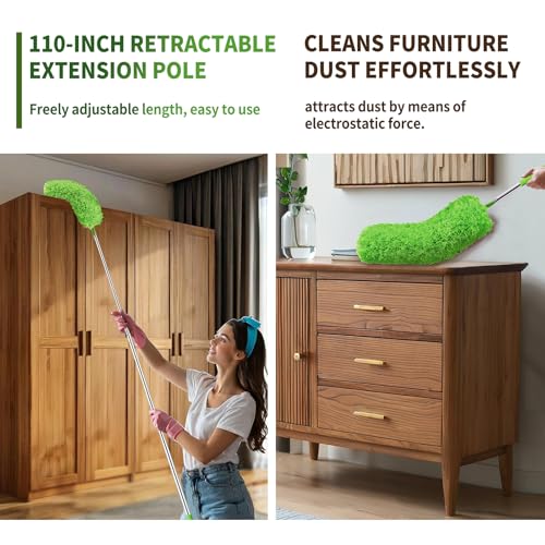 Cobweb Duster with 110-Inch Extension Pole & Washable Cleaning Heads