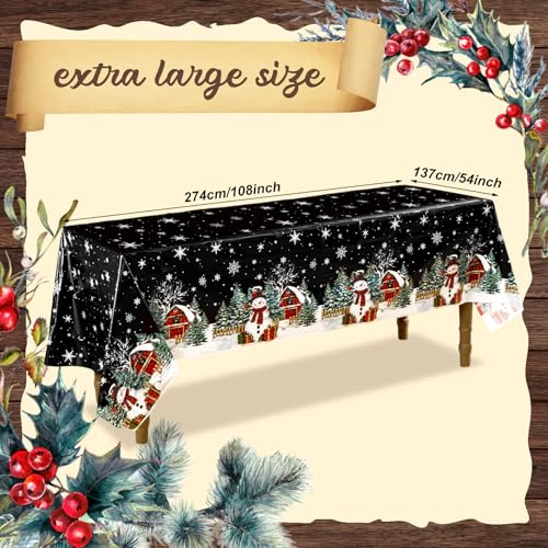 4 Pcs Christmas Disposable Tablecloths 108x54 in Snowman Design – PE Plastic