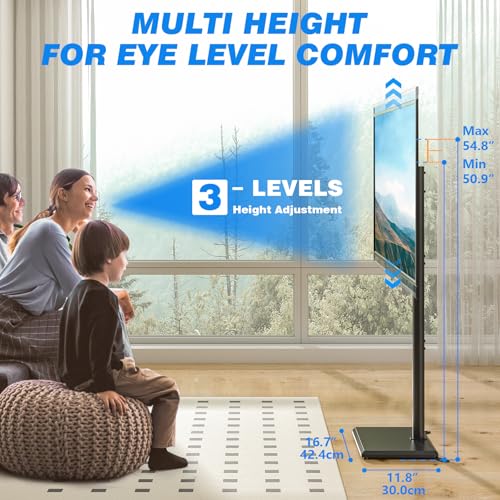 Swivel Floor TV Stand for 32-65 Inch Screens, Height Adjustable Mount