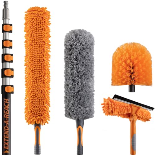 High Ceiling Duster Kit with 24 ft Telescopic Extension Pole & Squeegee