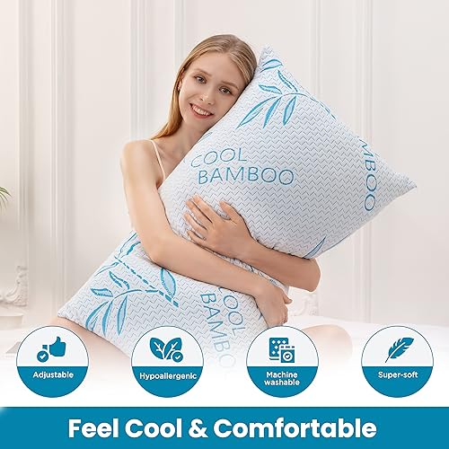 Cooling Adjustable King Size Pillows - 2 Pack Shredded Memory Foam