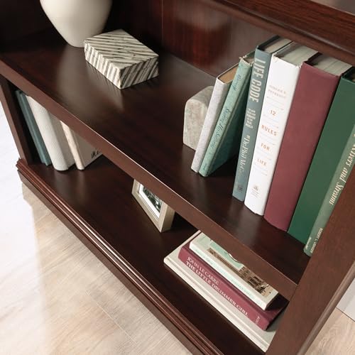 2-Shelf Adjustable Bookcase, Cherry Finish Wood Storage Shelf
