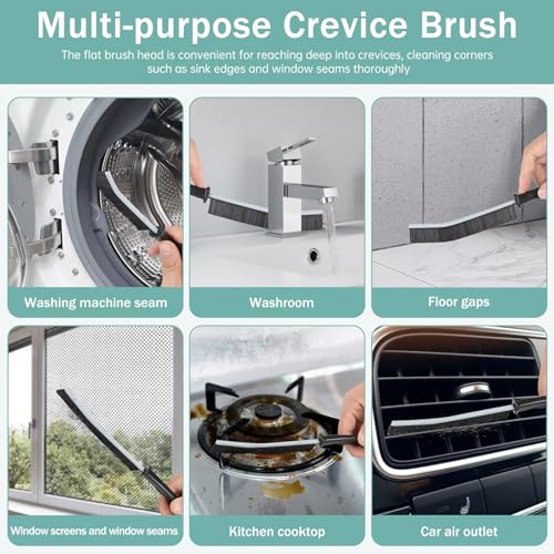 Hard-Bristled Crevice Cleaning Brush Set for Grout & Tile Gaps (3 Pack)