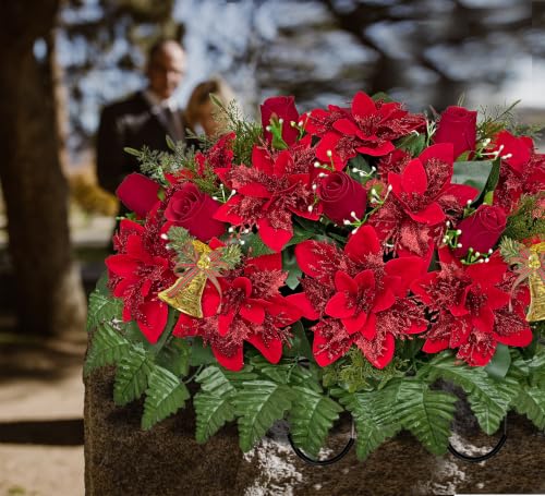 Artificial Cemetery Flowers for Graves Christmas Memorial Wreaths