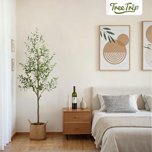 6 FT Artificial Olive Tree with Planter - Faux Indoor Plant