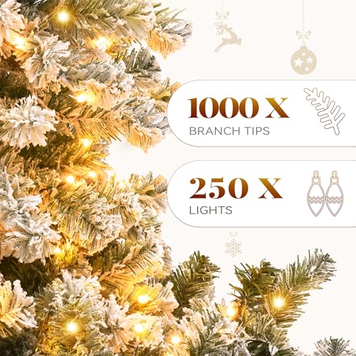 6ft Prelit Snow Flocked Artificial Christmas Tree with Remote Control
