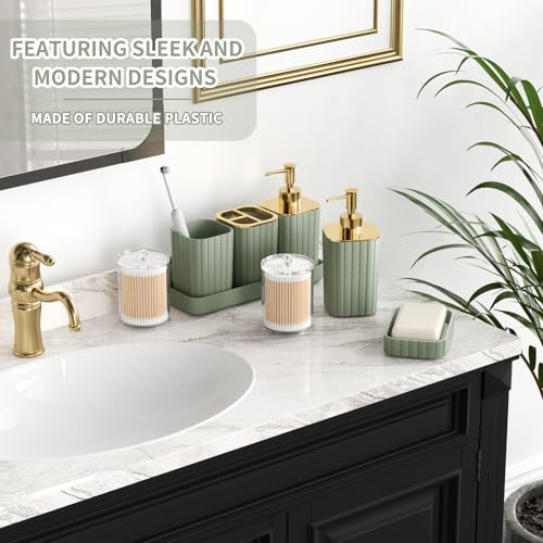 26-Piece Sage Green Bathroom Accessory Set with Shower Curtain and Rugs