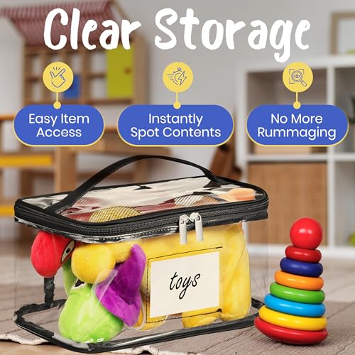 Clear Zippered Storage Bags - 6 Pack Durable PVC Toy & Puzzle Organizers