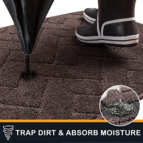 Dirt Trapping Indoor Door Mat, 24" x 35.5" Non-Slip Washable Entryway Rug