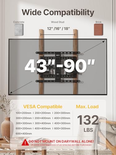 monTEK Ultra Slim Full Motion TV Wall Mount for 43-90 Inch TVs