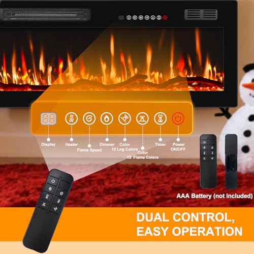72 Inch Ultra Thin Electric Fireplace Wall Mounted Heater