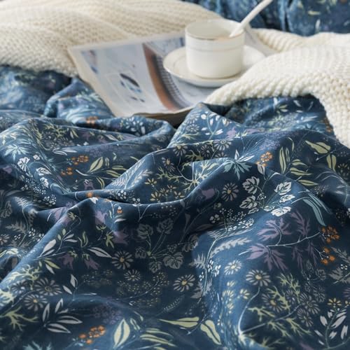 100% Cotton Floral Queen Duvet Cover Set - 3-Piece Wildflower Bedding