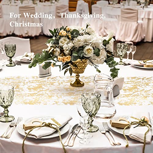 Ohanniewa Gold Table Runner 11in x 32ft Glitter Mesh Foil Roll – Wedding, Christmas