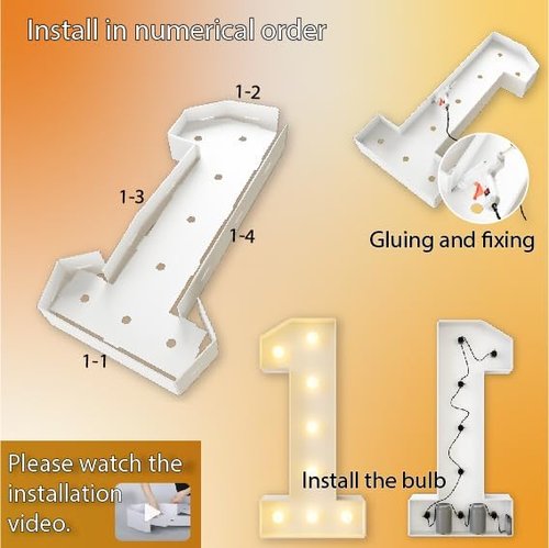 HXWEIYE Large Light-Up Marquee Numbers - 3FT LED Display for Baby Showers, Birthdays & Graduations | Warm White