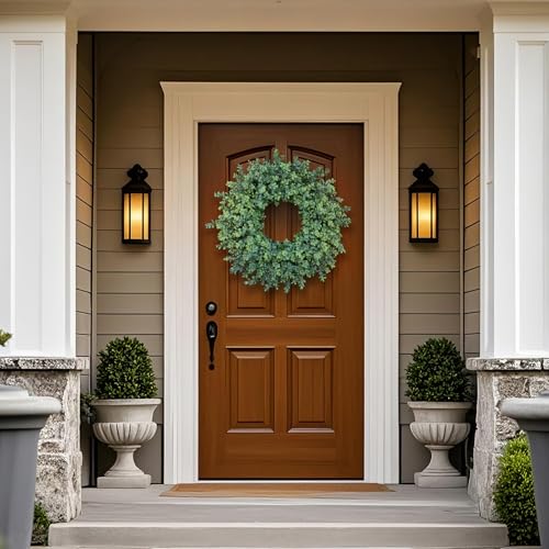 26-Inch Artificial Boxwood Wreath for Front Door and Home Decor