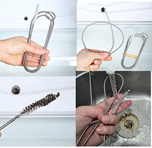 60-Inch Flexible Pipe Cleaner Brush - 2 Pack Stainless Steel Tube Cleaning Tool