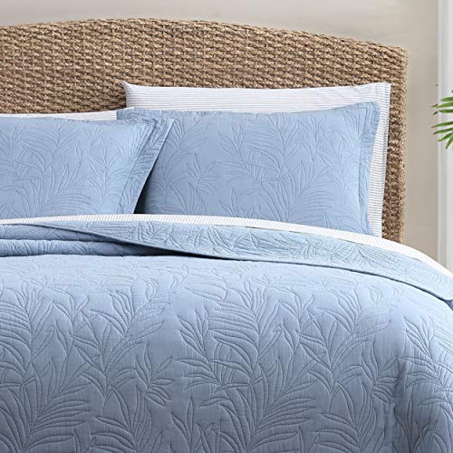 Reversible King Quilt - 100% Cotton Bedding, Costa Sera Blue