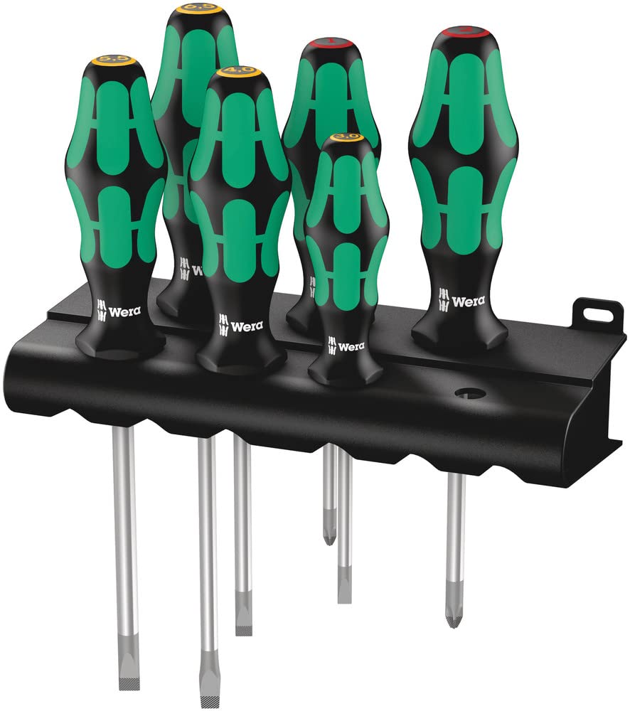 WERA Rack Screwdriver Set - Kraftform Plus Lasertip, 6-Piece Precision Tool Set