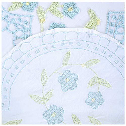 King Size Cotton Chenille Bedspread with Floral Design - Lightweight & Soft
