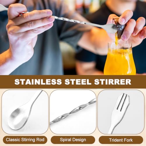 8-Inch Stainless Steel Cocktail Muddler, 10-Inch Mixing Spoon & 2.76-Inch Jigger Bar Tool Set