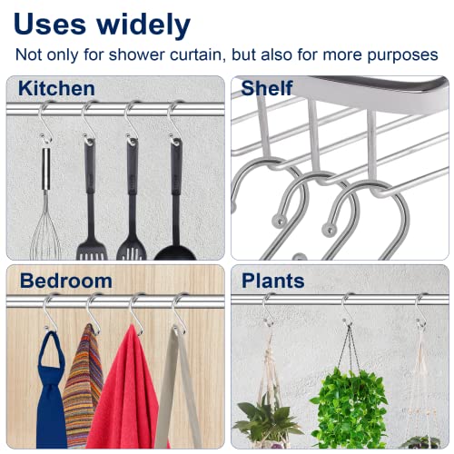 Rust-Proof S-Shaped Metal Shower Curtain Hooks - Chrome, Set of 12