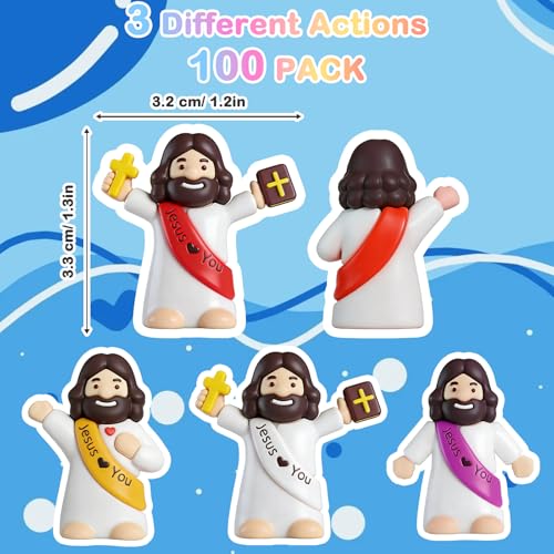 100pcs Mini Jesus Figurines - Bulk Tiny Rubber Figures for Faith Activities