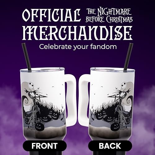 Nightmare Before Christmas 40oz Stainless Steel Tumbler with Hill and Moon Scene - Silver Buffalo