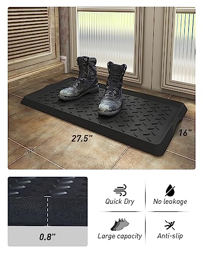 Heavy Duty Rubber Boot Tray - 16x27.5 Inch Waterproof Shoe Mat for Entryway