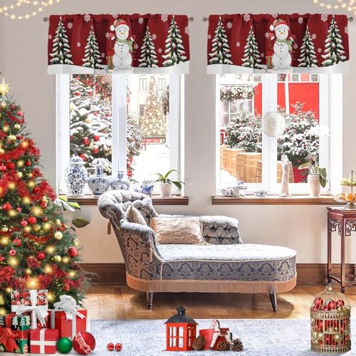 Nesphy Snowman Winter 4 Pack Valances 18x52 in - Christmas Window Decor