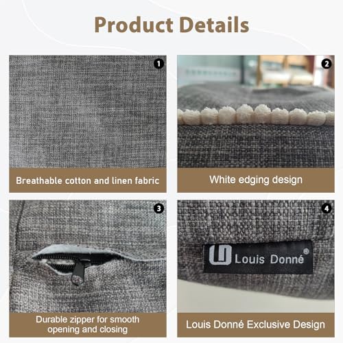 18-Inch Square Cotton Linen Pouf Ottoman Cover - Unstuffed Storage Footstool