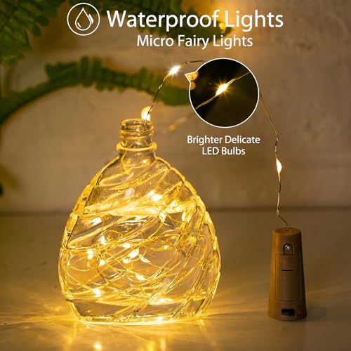 10-Pack Battery-Operated Wine Bottle Cork Lights - 20 LED Warm White