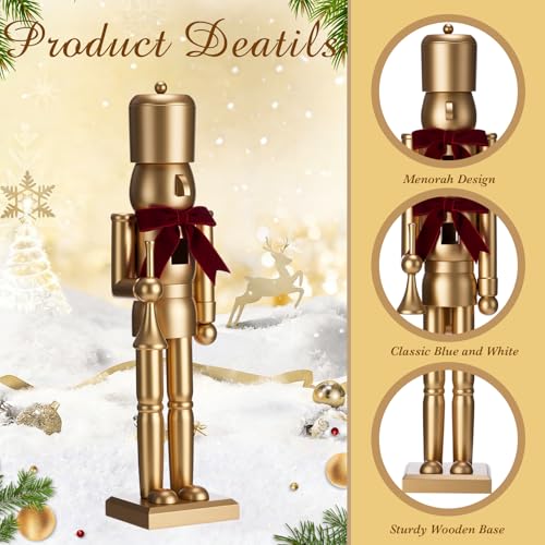 15-Inch Gold Wooden Christmas Nutcracker Figurine - Trumpet Decor