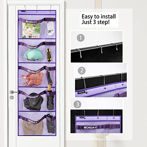 Weekly Kids Clothes Organizer Hanging Closet Storage Monday to Friday