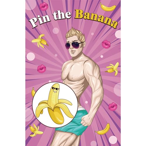 Pin the Banana on the Hunk Game for Bachelorette Party with 72 Stickers