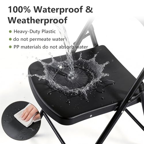 Heavy-Duty Folding Chairs - 2 Pack, Portable Metal Chairs for Indoor & Outdoor