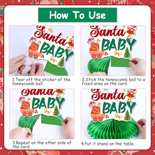 Christmas Baby Shower Honeycomb Centerpieces - Set of 8 Festive Table Decorations