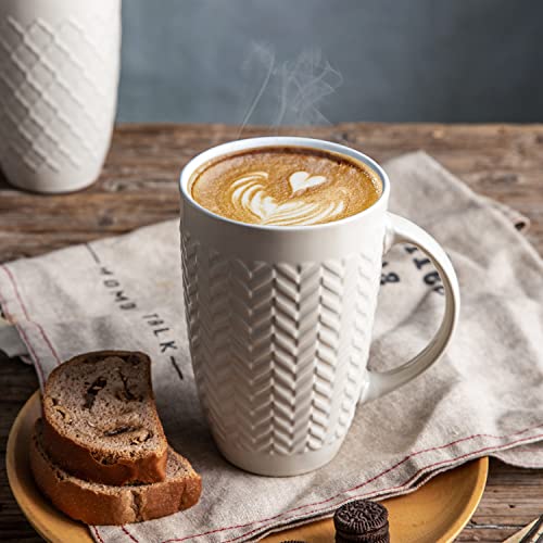 AmorArc Beige 20oz Large Ceramic Coffee Mug Set of 6 - Dishwasher & Microwave Safe