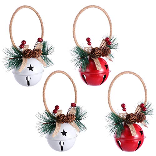 HEALLILY 4pc Retro Metal Jingle Bells Set for Christmas Tree Door Wall Pets