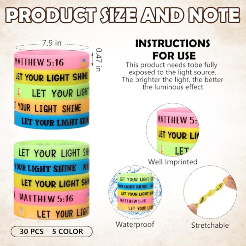 60-Piece Christian Glow in the Dark Party Favor Set: Silicone Wristbands & Balls