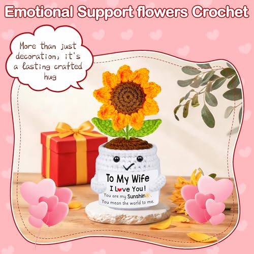 Handmade Crochet Sunflower Doll Gift for Wife with Romantic Message