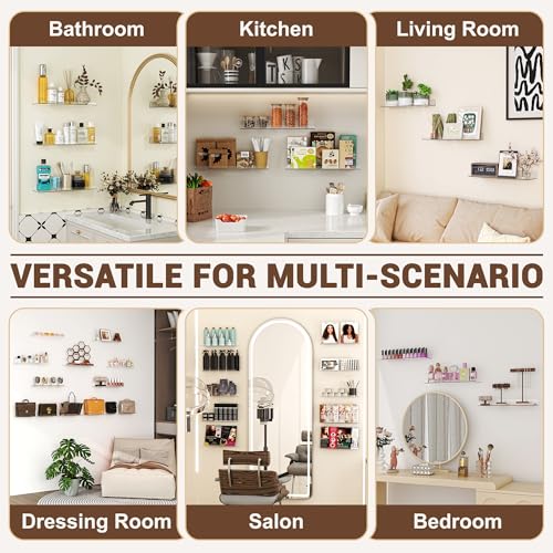 Clear Acrylic Floating Shelves 15 Inch - Wall Mounted Organizer Set of 3