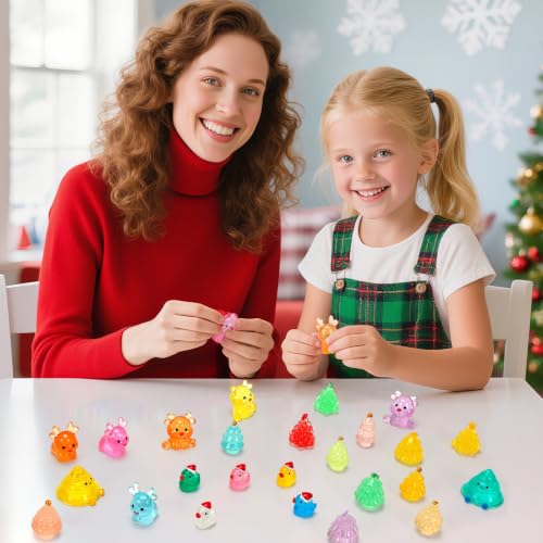 50 Pcs Luminous Christmas Mini Resin Figurines - Christmas Figurines Style (JUNEBRUSH brand)