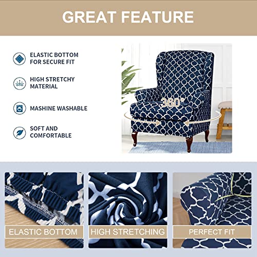 Wingback Chair Slipcover 2 Piece Stretchy Armchair Cover Set