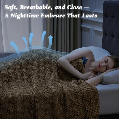 Chunky Knit Weighted Blanket 60''x80'' 20lbs - Breathable & Stylish