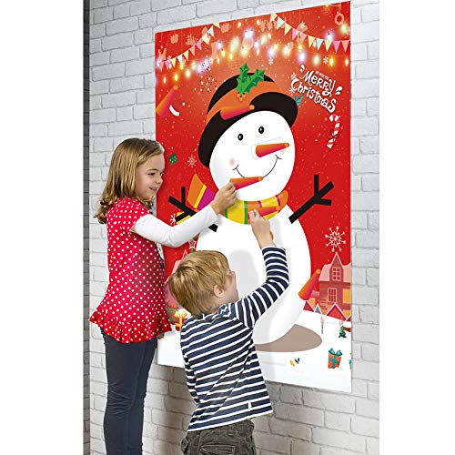 Snowman Nose Tag Game Set for Christmas Party - 80 Stickers & Accessories - Variation of Snowman